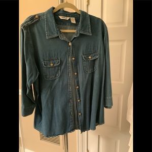 Denim Shirt 3/4 sleeve plus soft washed